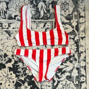 Solid and Striped two piece bikini